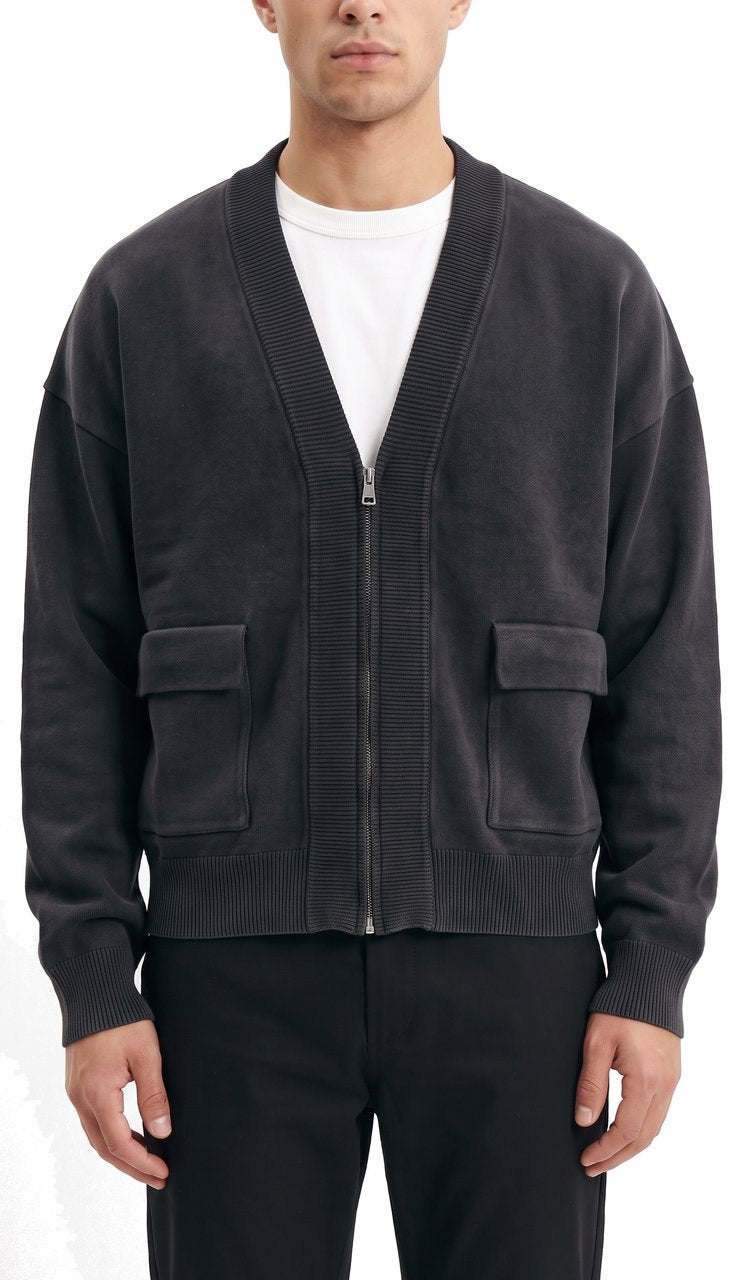 Cardigan Crop in Maglia con Tasche a Pattina