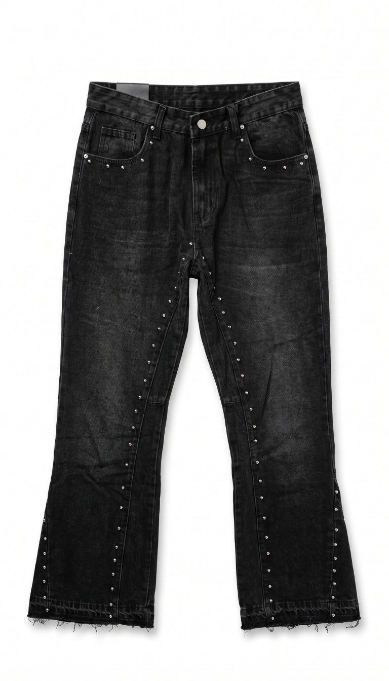 Jeans Effetto Washed con Borchie