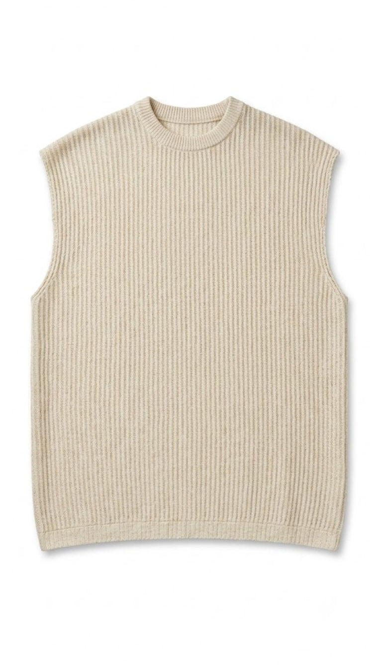 Gilet in Maglia a Coste Fine