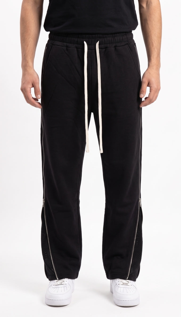 Pantaloni Tuta con Zip Apribili e Cristalli