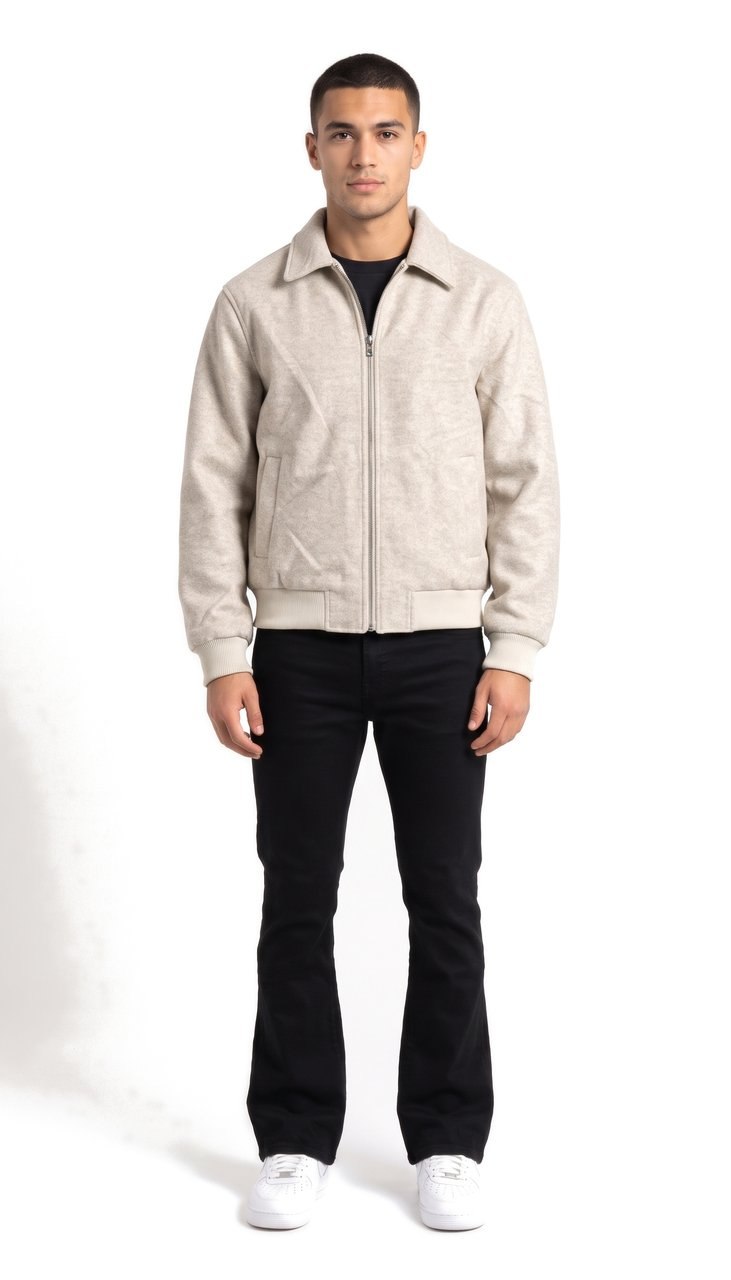 Giacca Crop in Panno con Zip Metallica