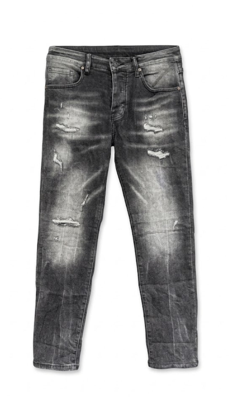 Jeans Skinny effetto slavato con strappi e sfilacciature