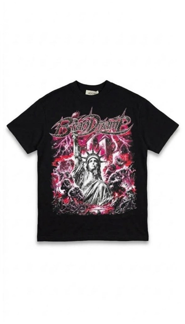 T-shirt girocollo con maxi stampa apocalittica