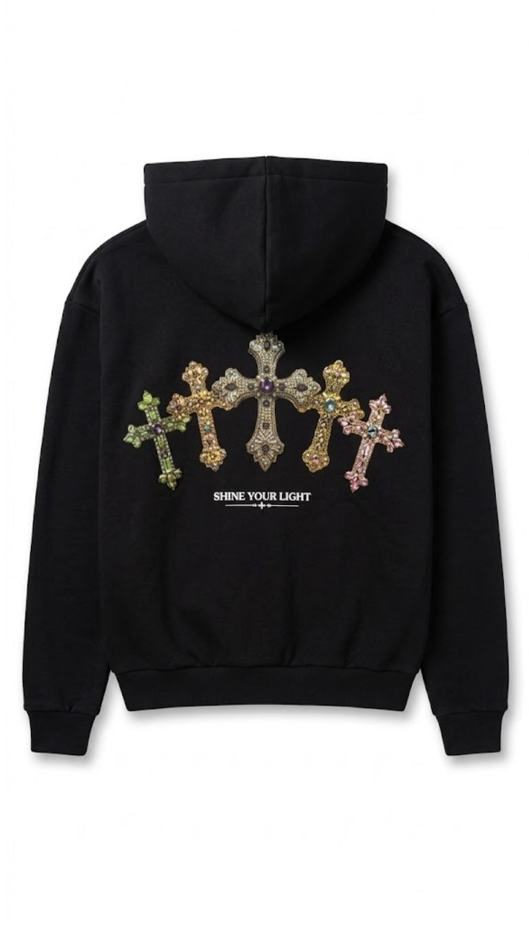 Hoodie motivo a croci gioiello