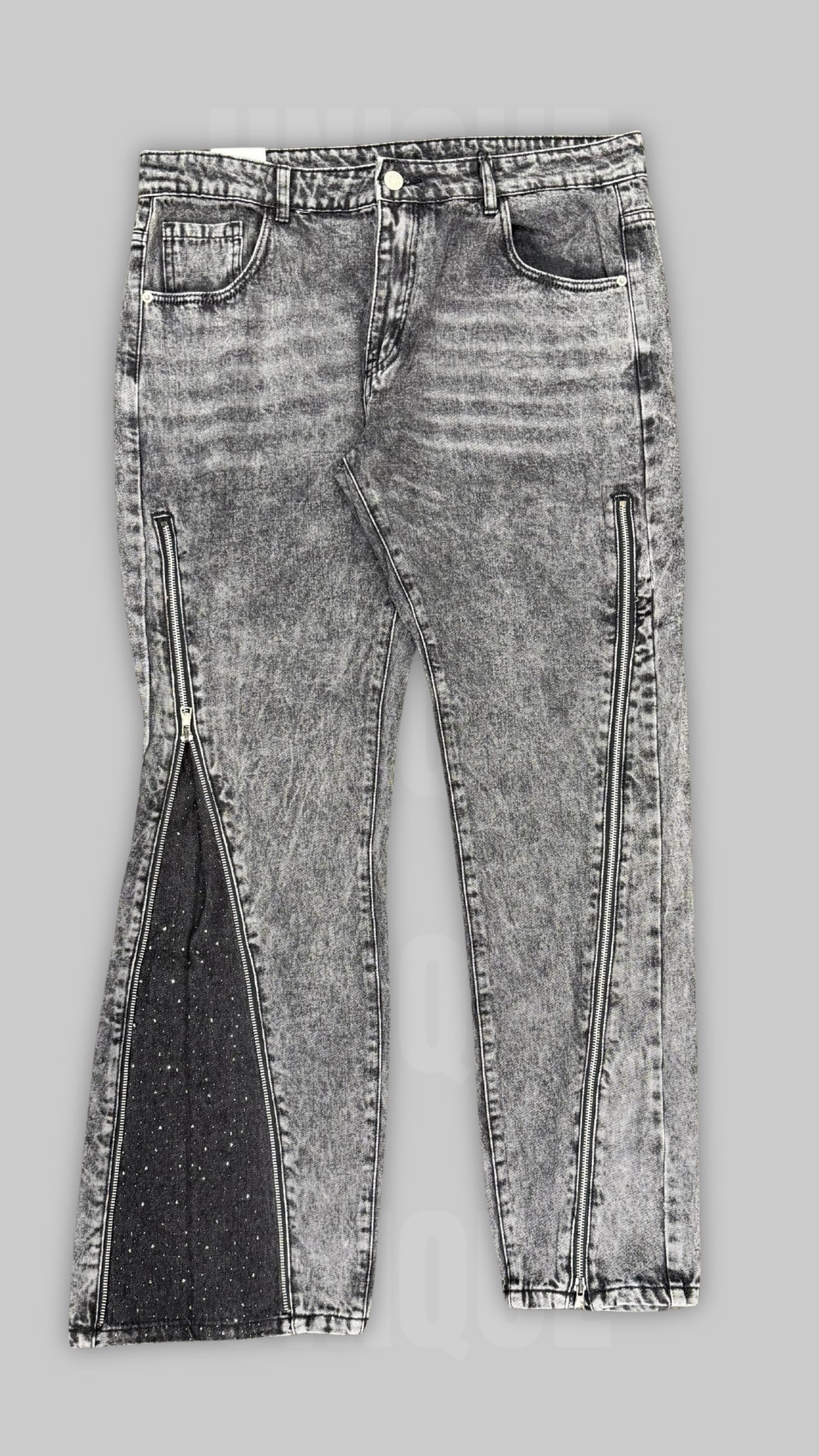 JEANS ZIP DIAMOND GRIGI