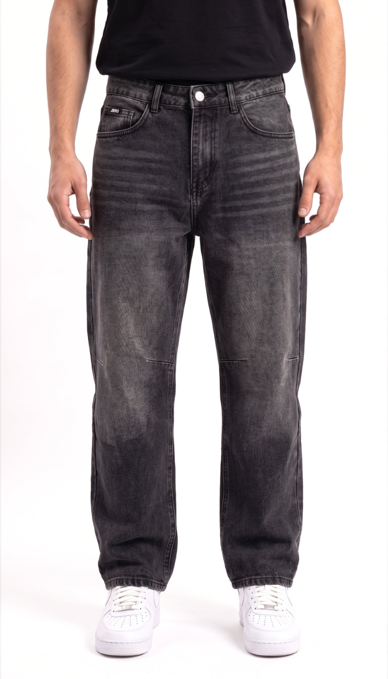 Jeans Bambino Neri Sfumati con Tagli al Ginocchio