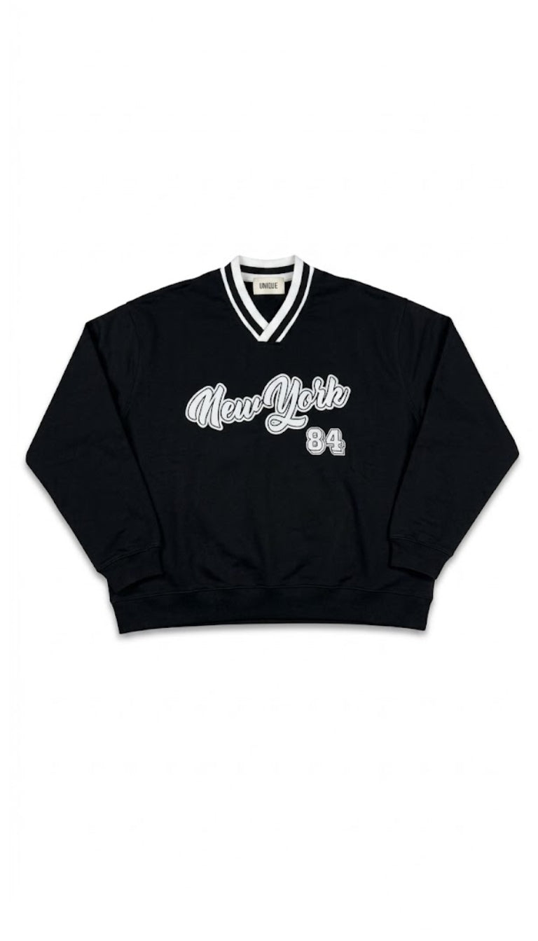 Felpa Varsity "New York 84" a Scollo a V