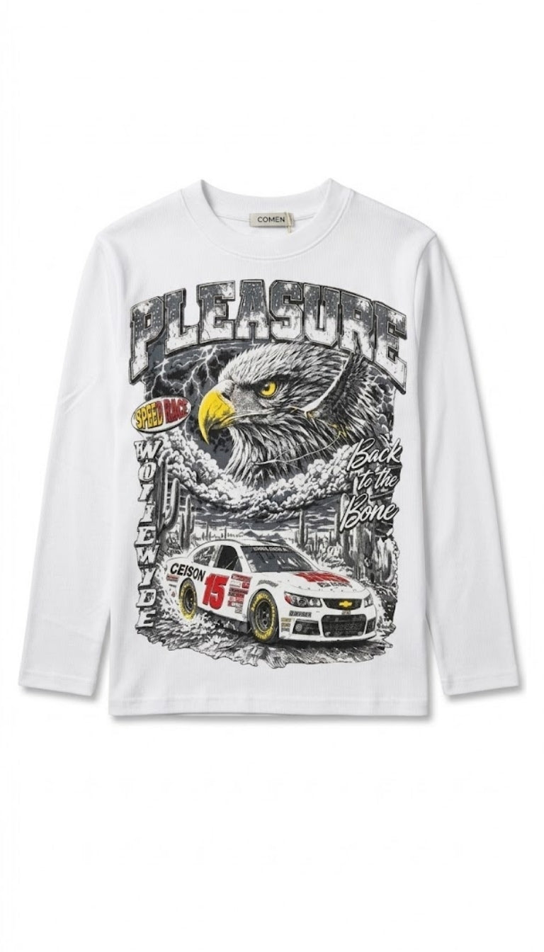 Longsleeve con maxi stampa "Pleasure"