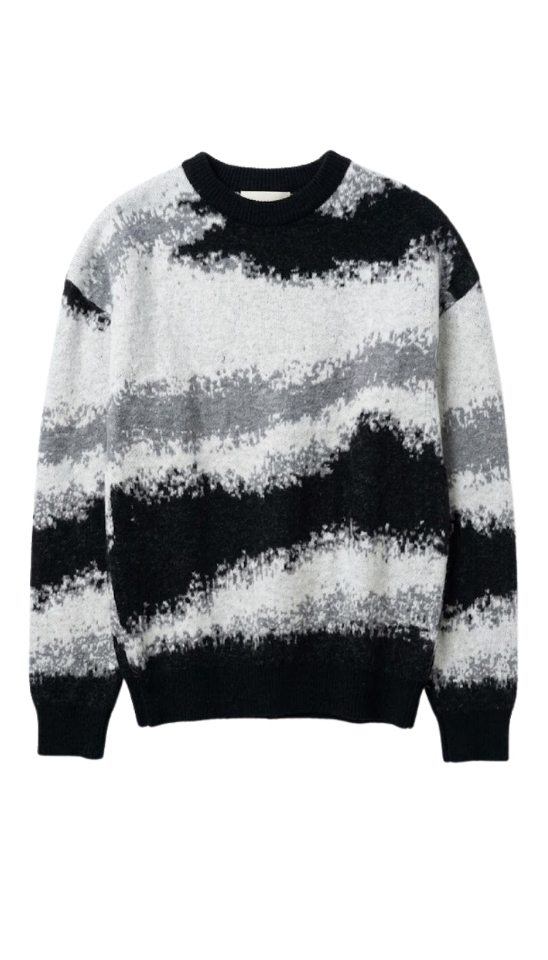 Maglione oversize in maglia jacquard con effetto pennellato
