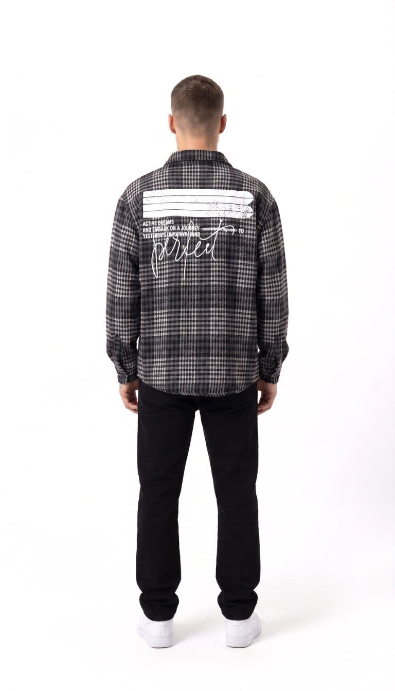Camicia Flanella a Quadri con Strass e Stampa "Perfect"