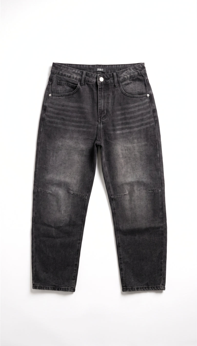 Jeans Bambino Neri Sfumati con Tagli al Ginocchio