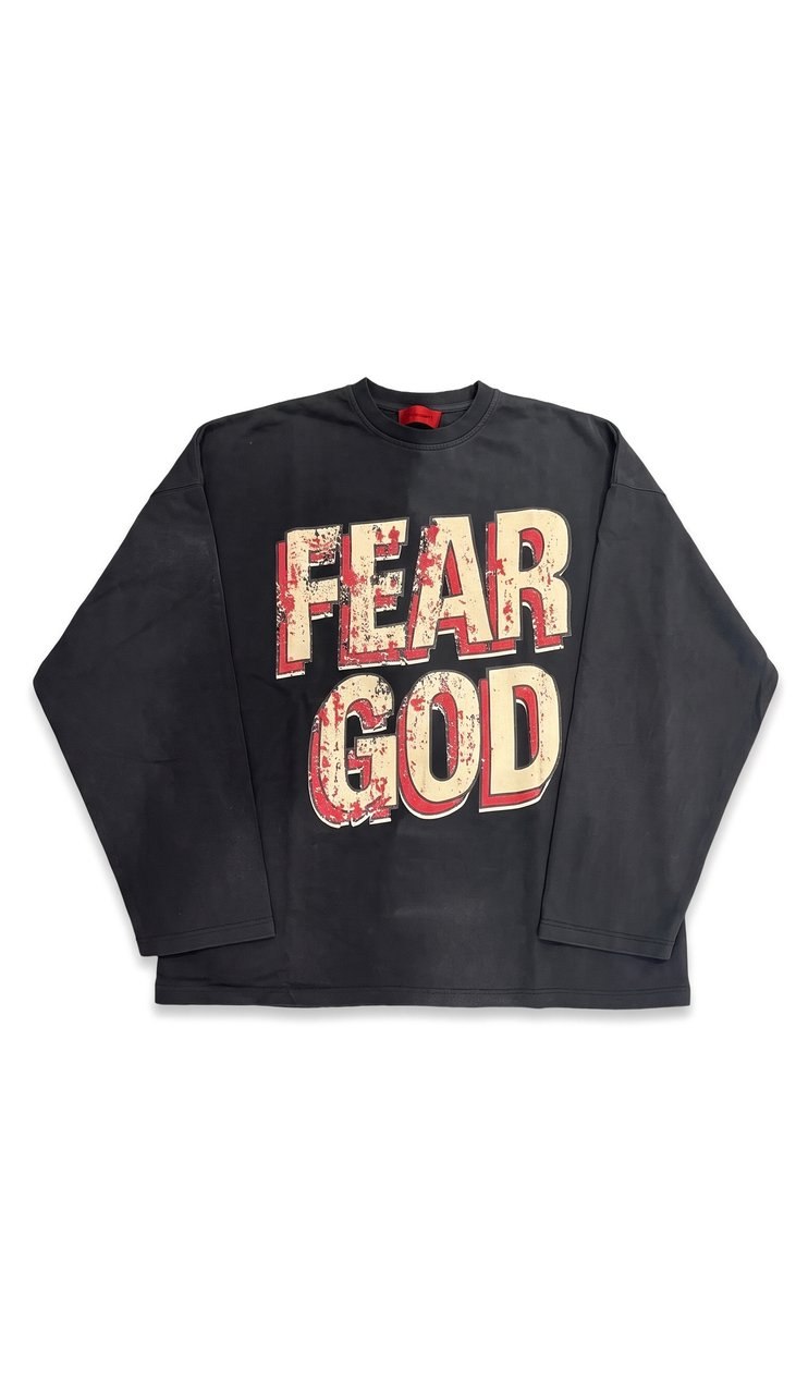Longsleeve Bicolore con Grafica Fear God