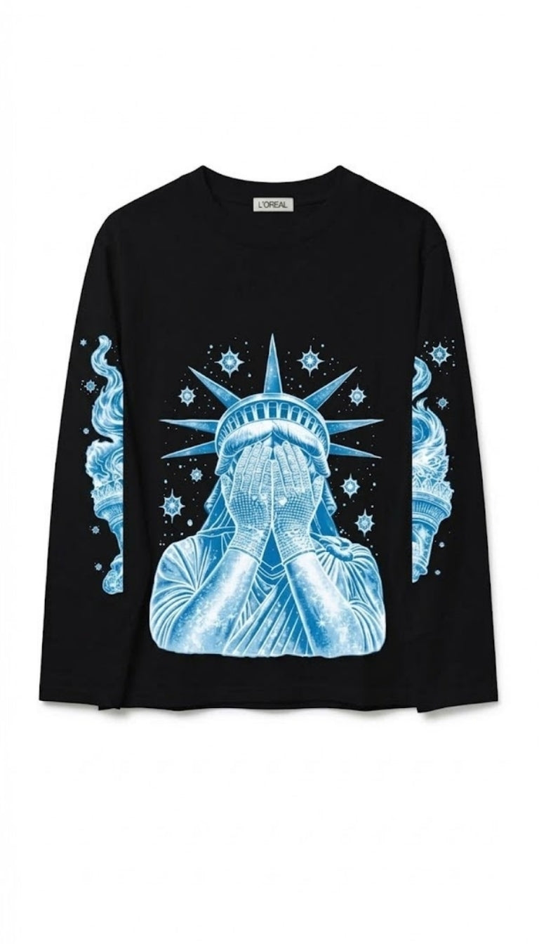 Longsleeve con stampa della Statua della Libertà