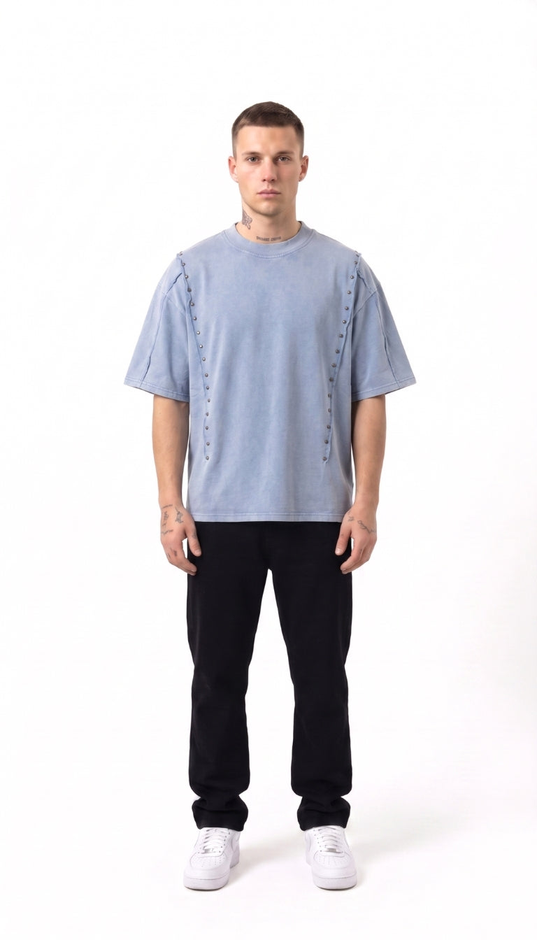 T-shirt Oversize Washed con Borchie Verticali