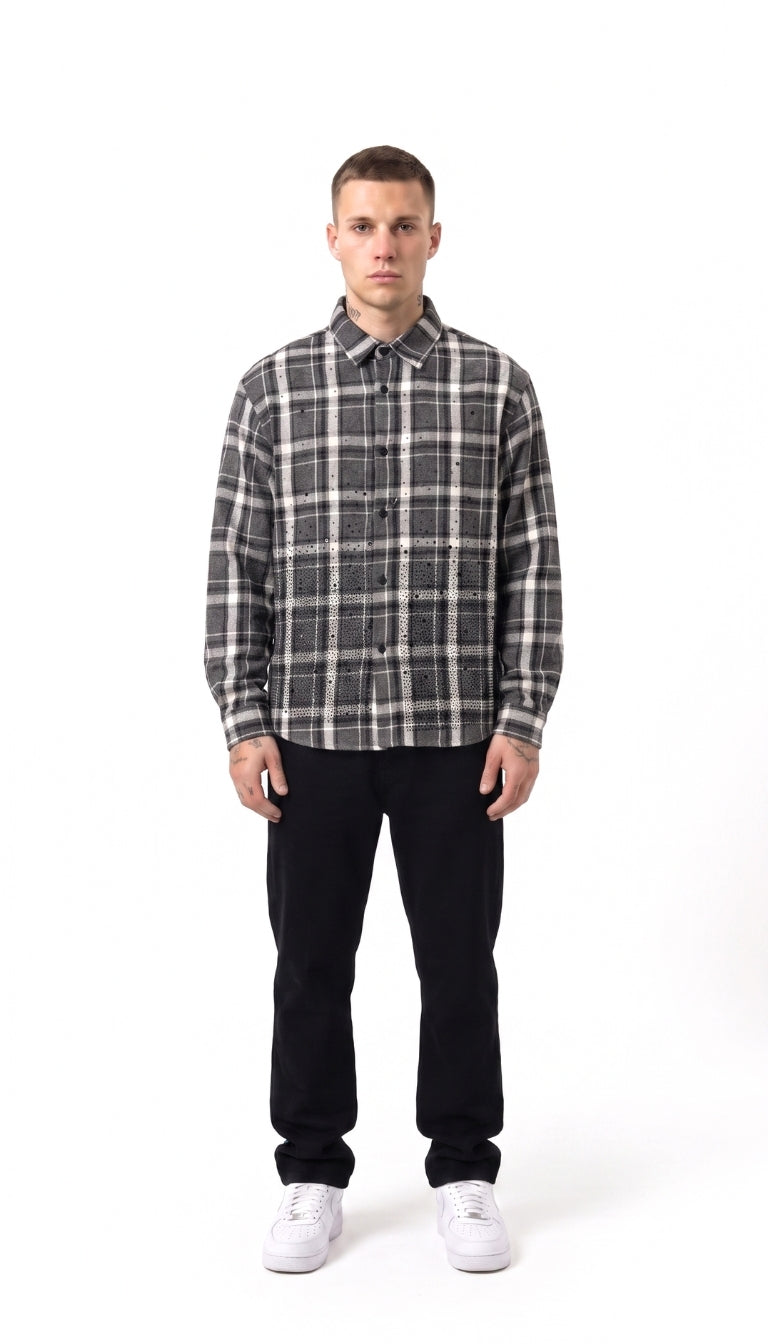 Camicia Flanella Check con Cristalli
