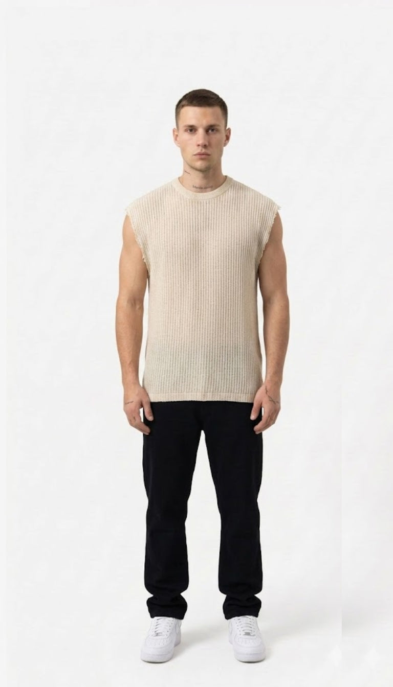 Gilet in Maglia a Coste Fine