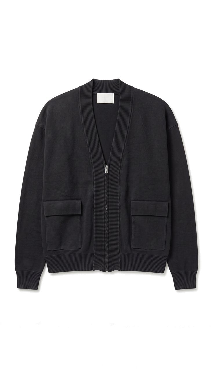 Cardigan Crop in Maglia con Tasche a Pattina