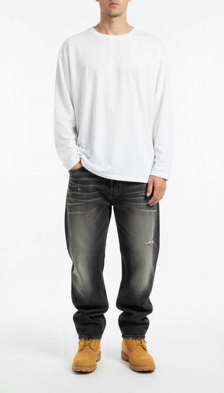 T-Shirt a Maniche Lunghe Basic Con Croce