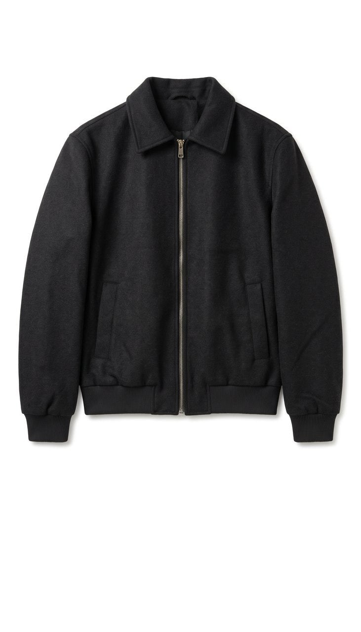 Giacca Crop in Panno con Zip Metallica