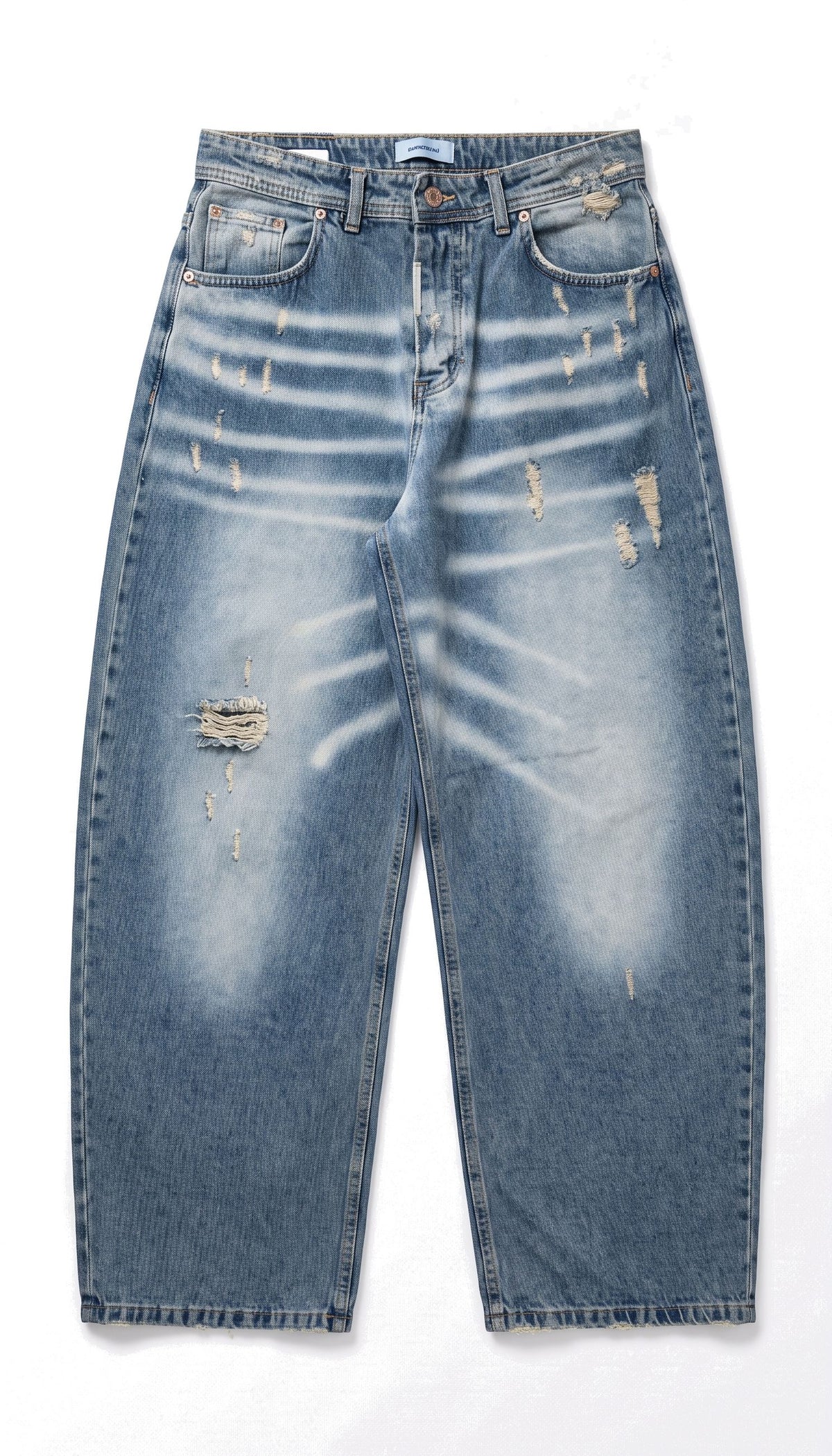 Jeans Balloon Fit con Baffature e Strappi