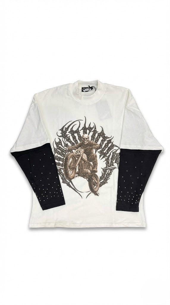 T-Shirt a Maniche Lunghe "Biker Skull"
