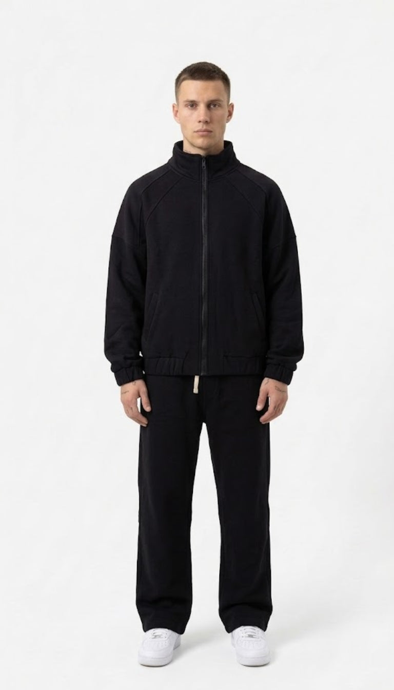Tuta sportiva in felpa con zip intera e pantalone a gamba dritta
