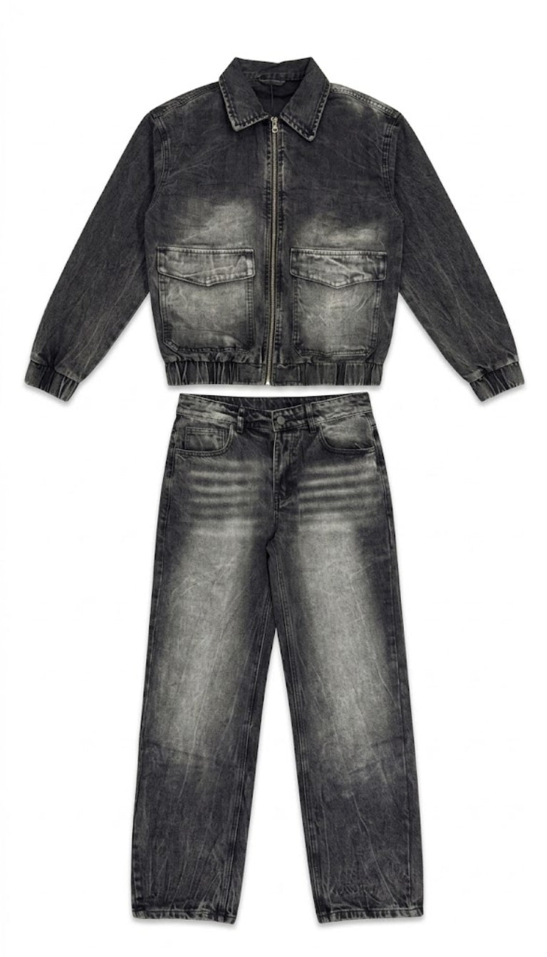Completo Bambino in Denim Effetto Slavato