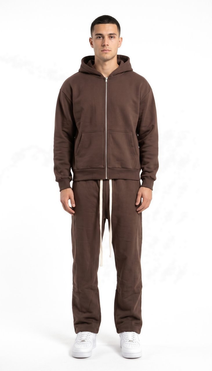 Completo in Felpa Regular con Zip e Cuciture Sagomate