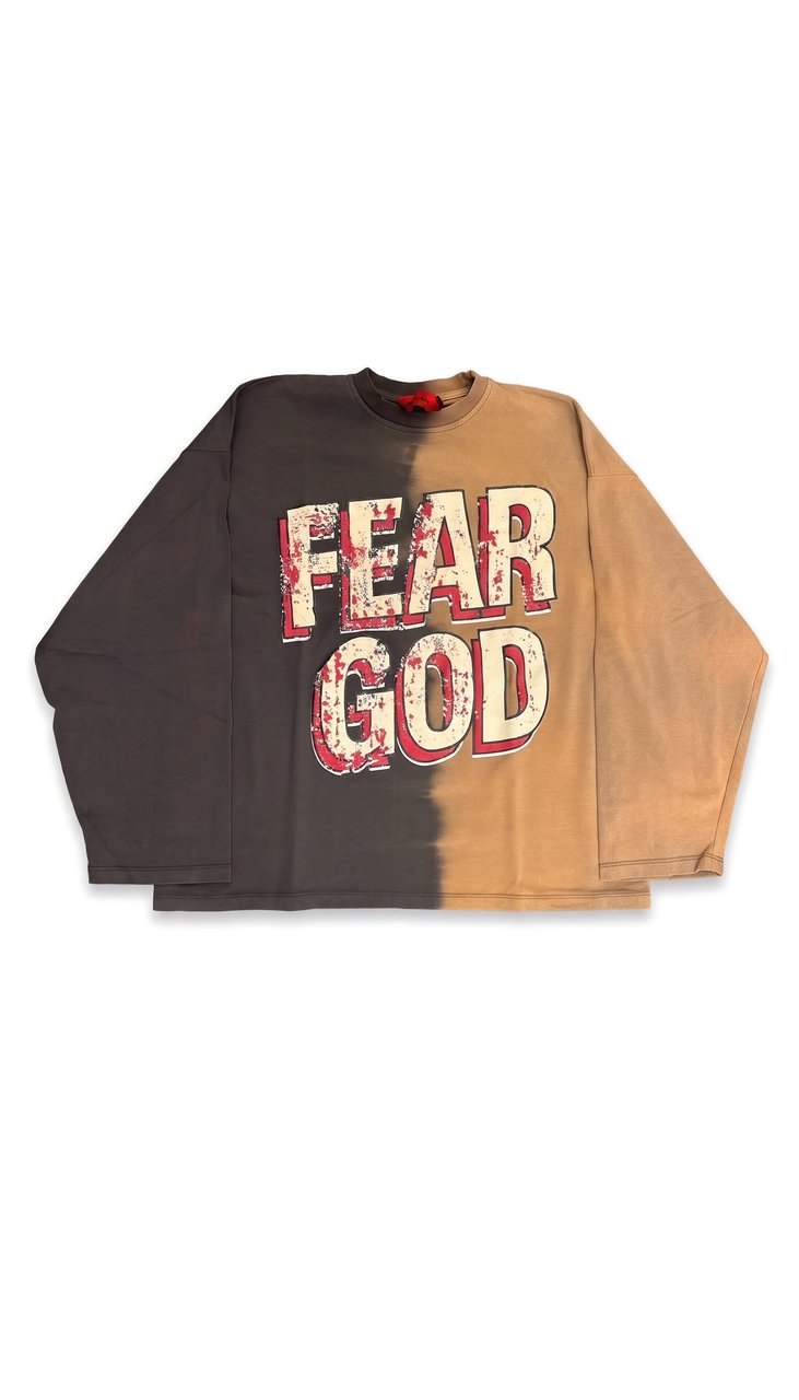 Longsleeve Bicolore con Grafica Fear God