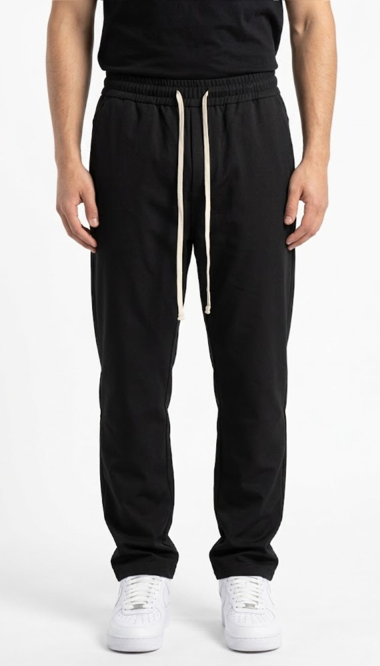 Pantaloni Jogger Neri con Coulisse a Contrasto