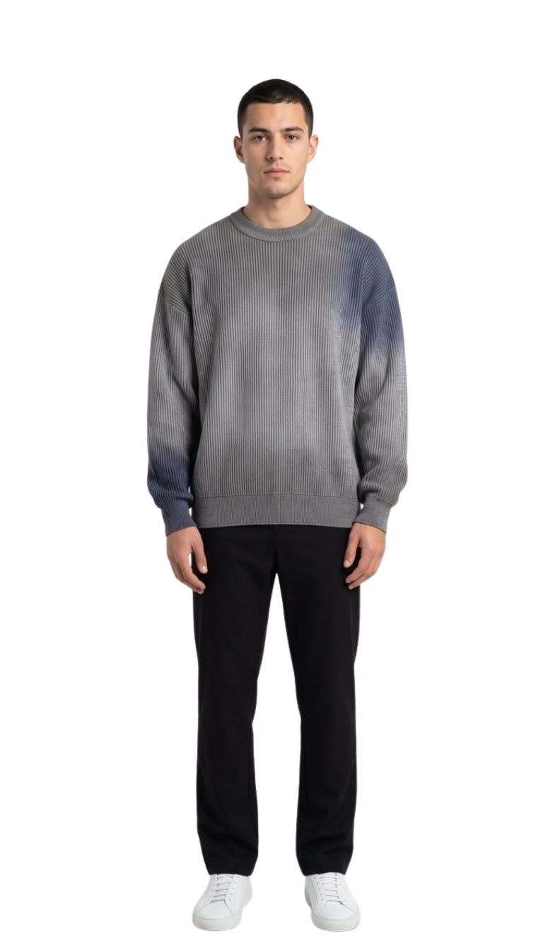 Maglione Girocollo a Coste con Sfumatura Dégradé