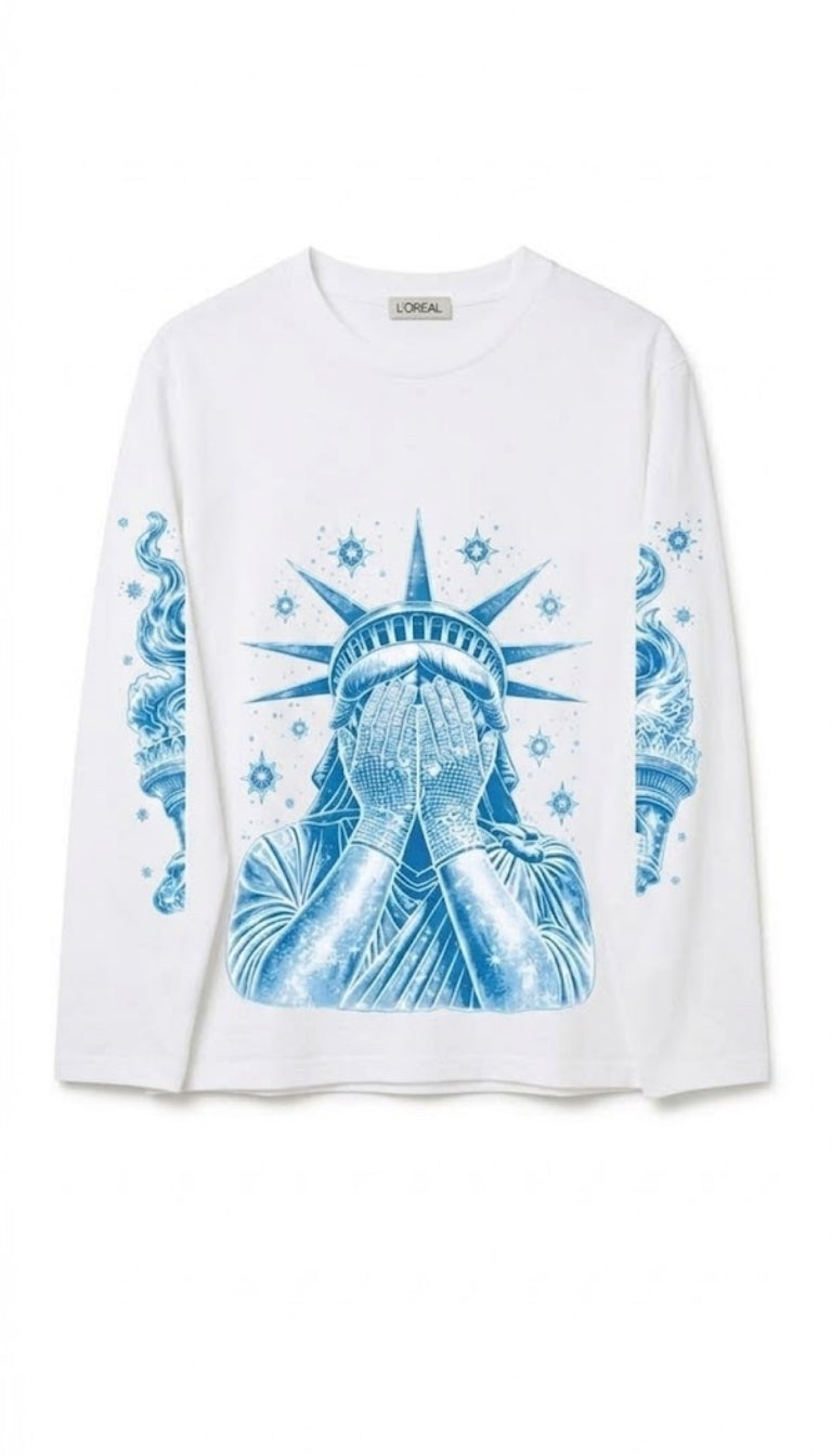 Longsleeve con stampa della Statua della Libertà