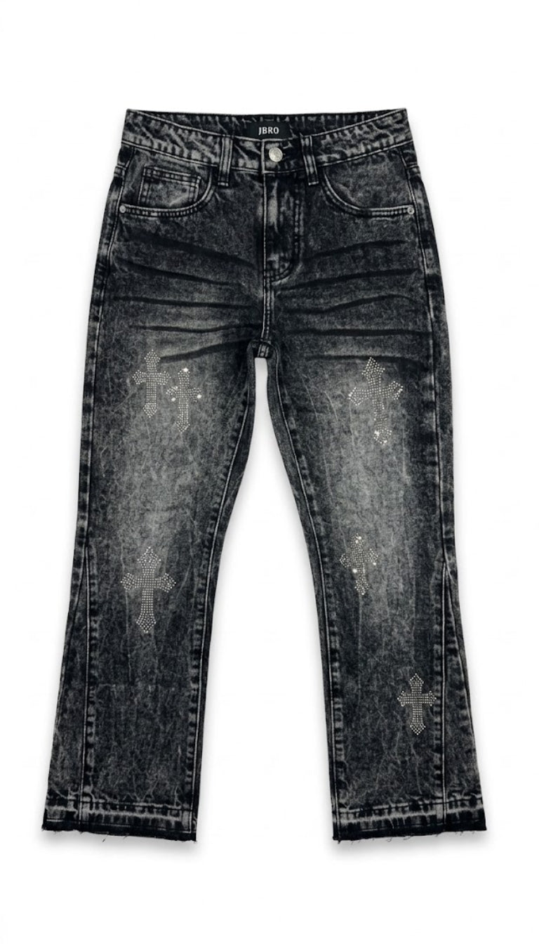 Jeans Flared Bambino Effetto Acid Wash