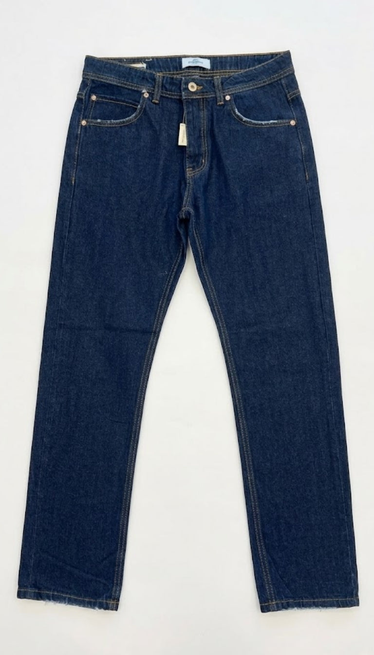 Jeans Blu Scuro Regular Fit con Impunture