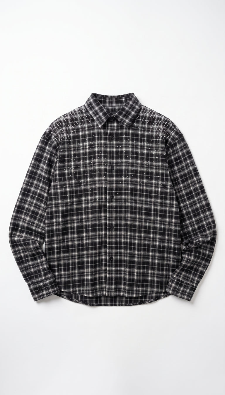Camicia Check con Strass e Lettering