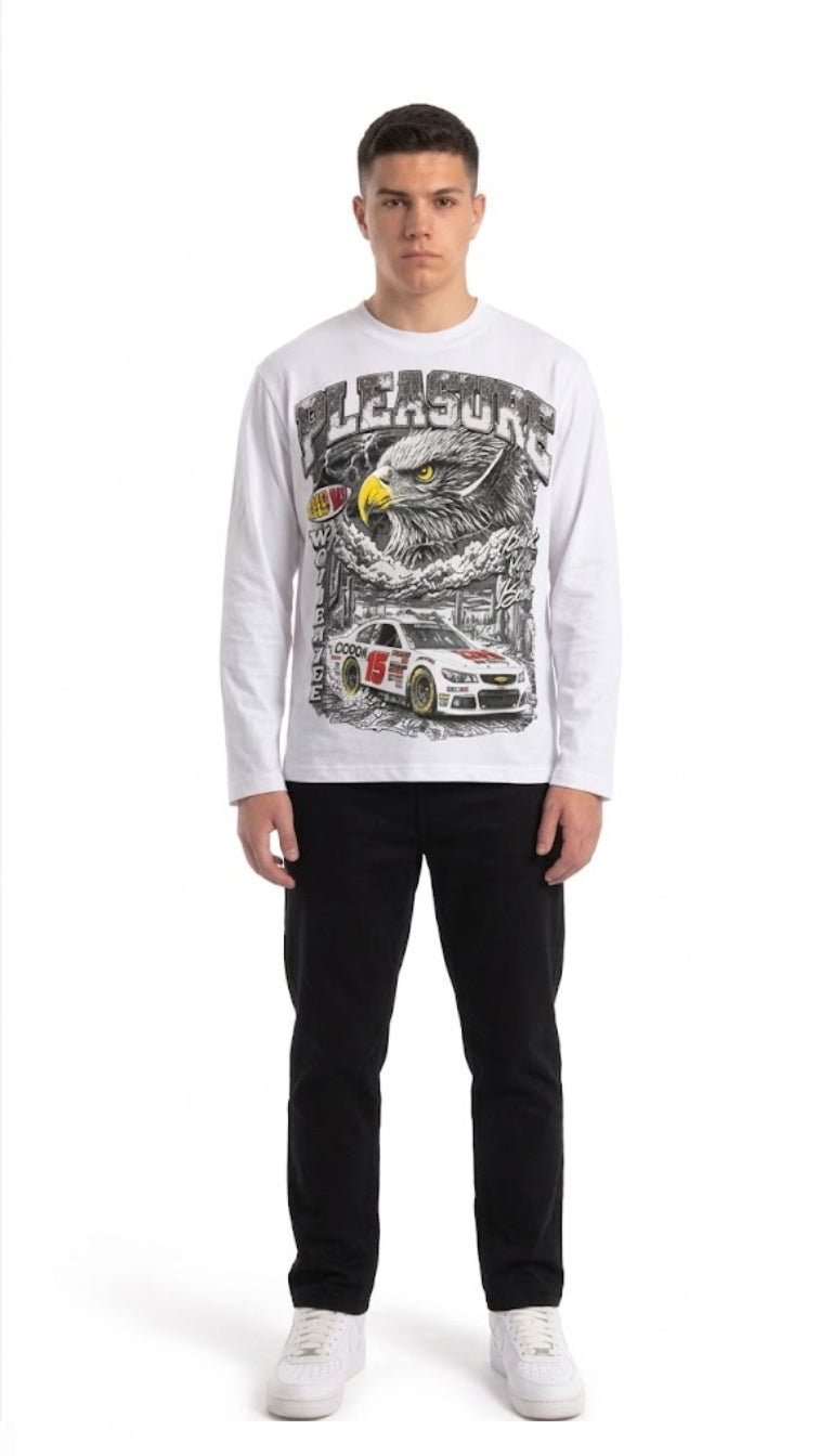 Longsleeve con maxi stampa "Pleasure"