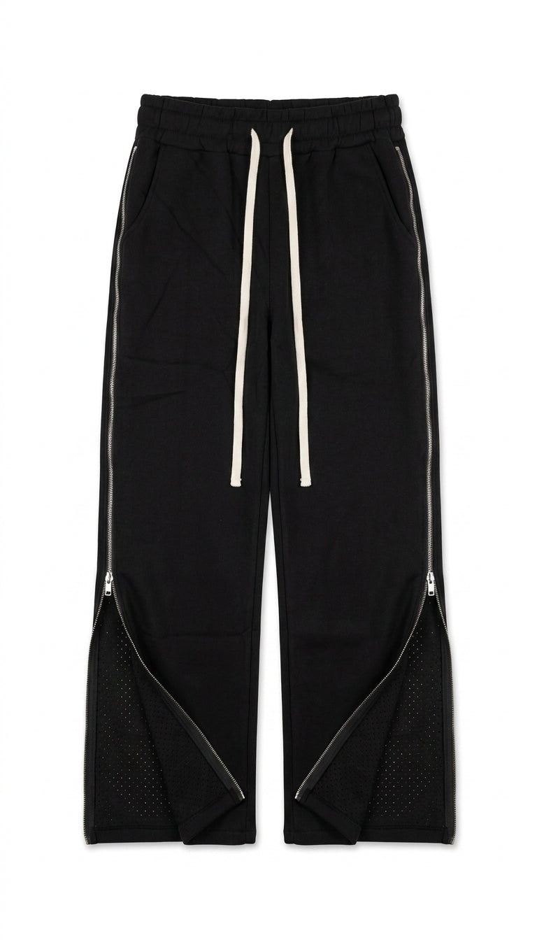 Pantaloni Tuta con Zip Apribili e Cristalli