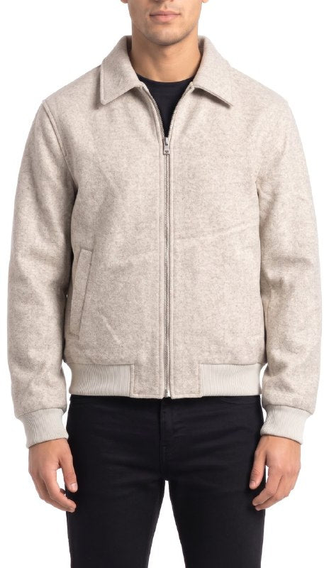 Giacca Crop in Panno con Zip Metallica