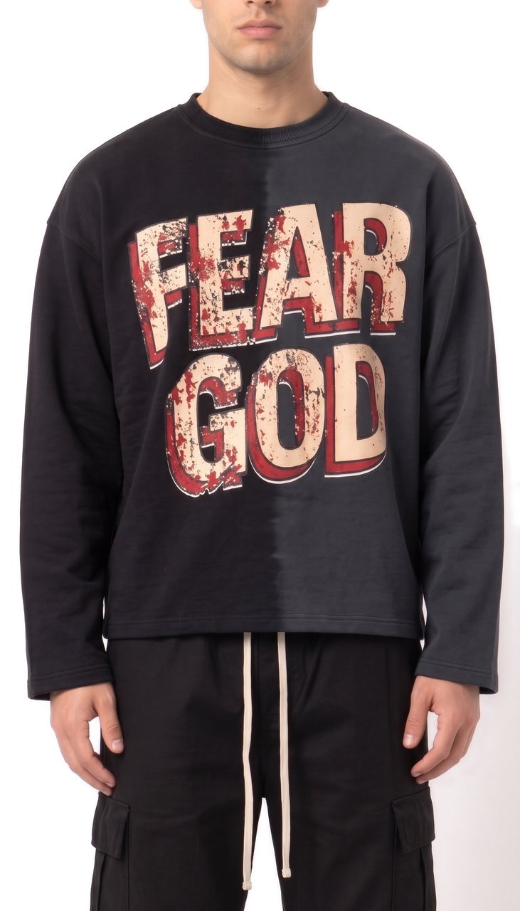 Longsleeve Bicolore con Grafica Fear God