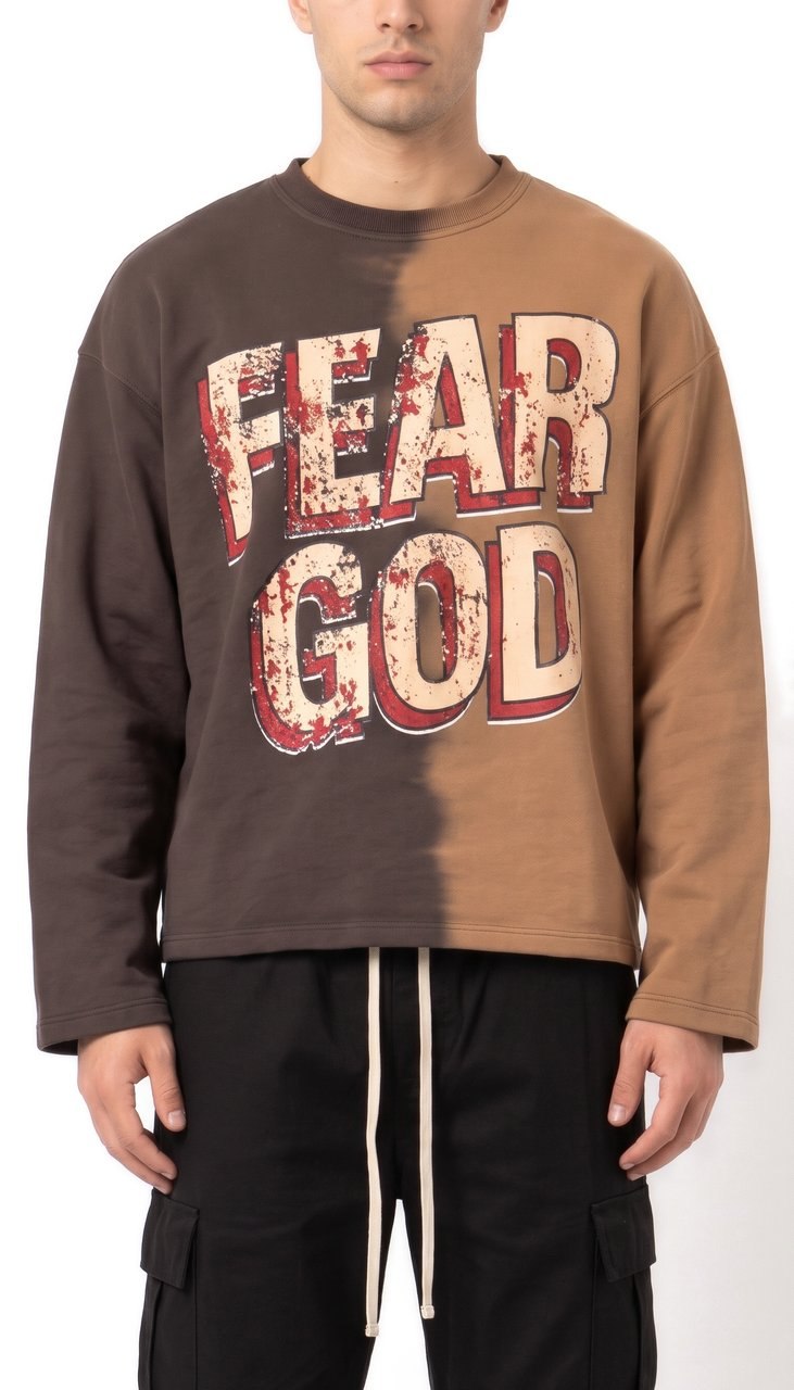 Longsleeve Bicolore con Grafica Fear God
