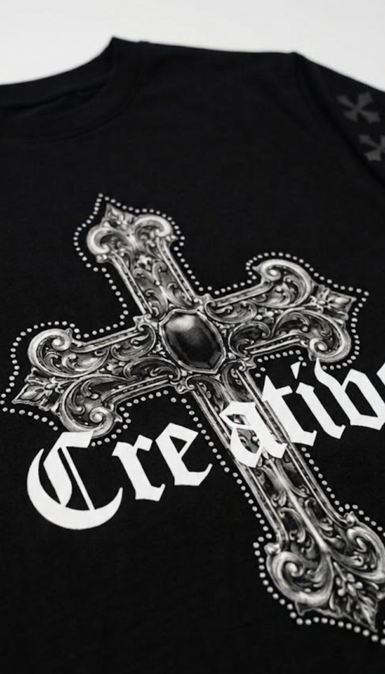 T-Shirt Gothic Creative Cross