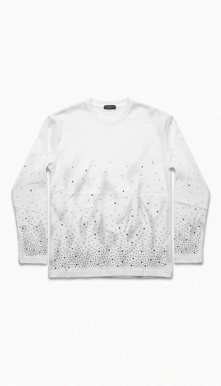 Longsleeve con motivo a fiamme e applicazioni brillanti