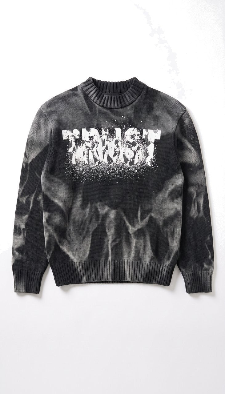 Maglione Girocollo Regular con Grafica Trust Effetto Spray