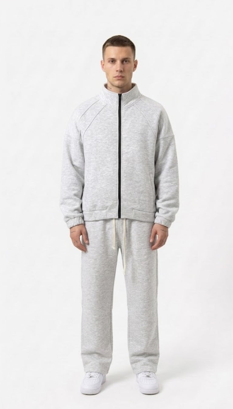 Tuta sportiva in felpa con zip intera e pantalone a gamba dritta