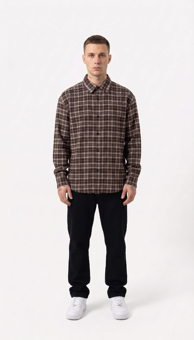 Camicia Check con Strass e Lettering