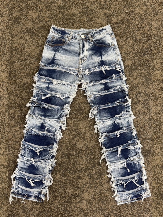 JEANS RIPPED BLU