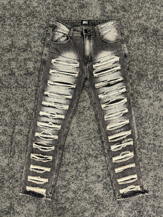 JEANS RIPPED STONE WASH