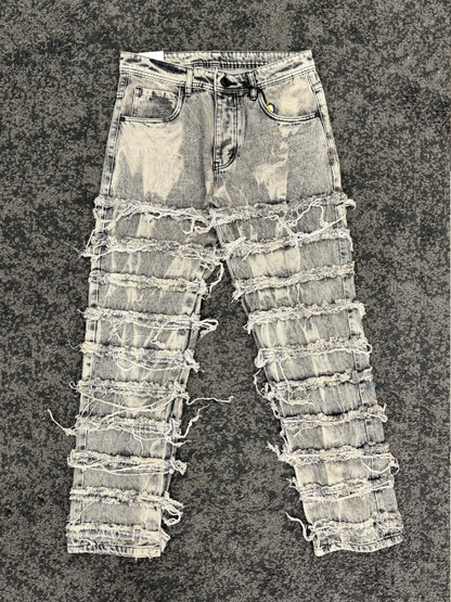 JEANS RIPPED REGULAR GRIGIO