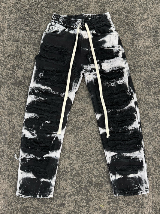 PANTALONE BLACK & WHITE DISTRESSED BABY