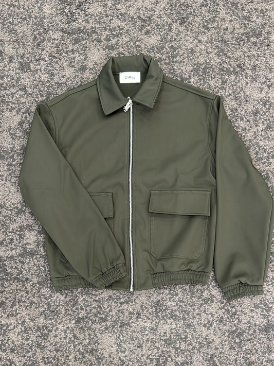 GIACCA CROP VERDE ZIP